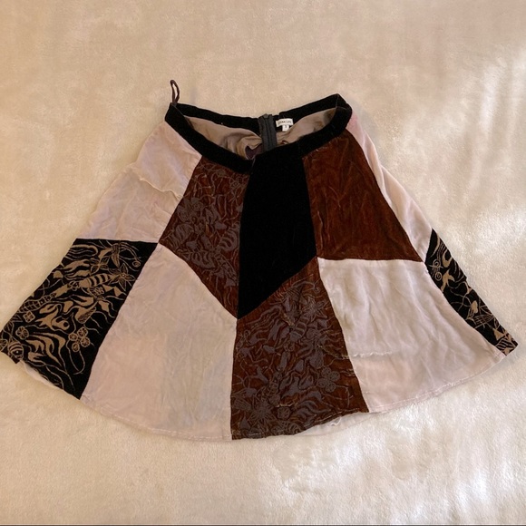 Unique Velvet Patchwork Skirt - Picture 2 of 4